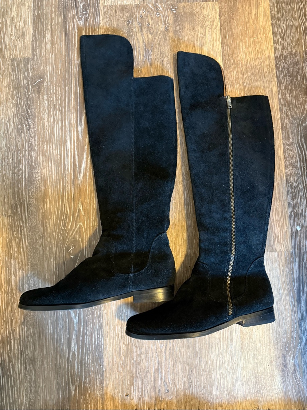 Corso Como Black Suede Over-the-Knee Zip Boots